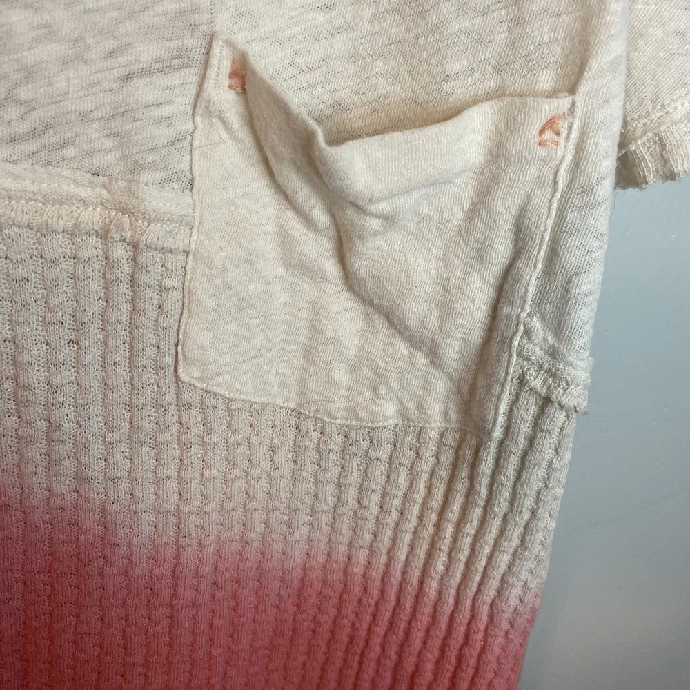 Free People We The Free Women Top Sz M Coral Ombre Sun Dial Oversized Scoop Neck
